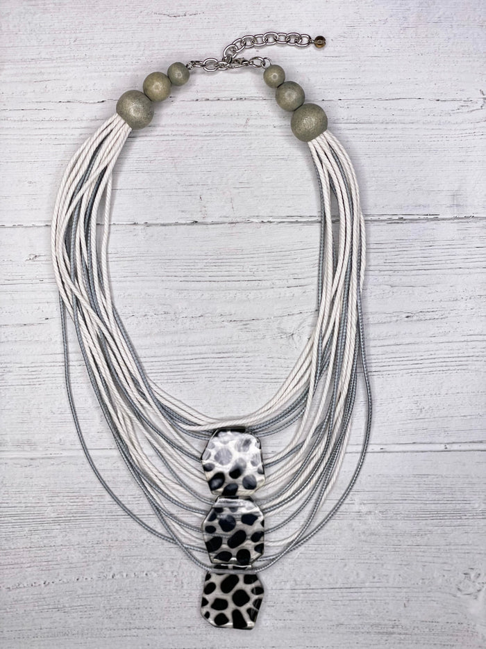 Alisha D Handmade Multi Strands Resin Pendants Necklace Animal Print