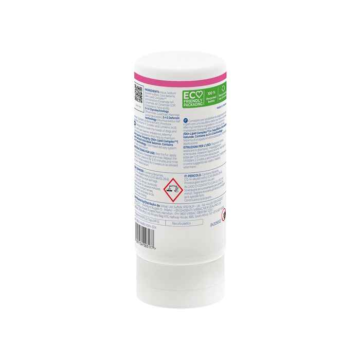 White cylindrical container with a label on a white background