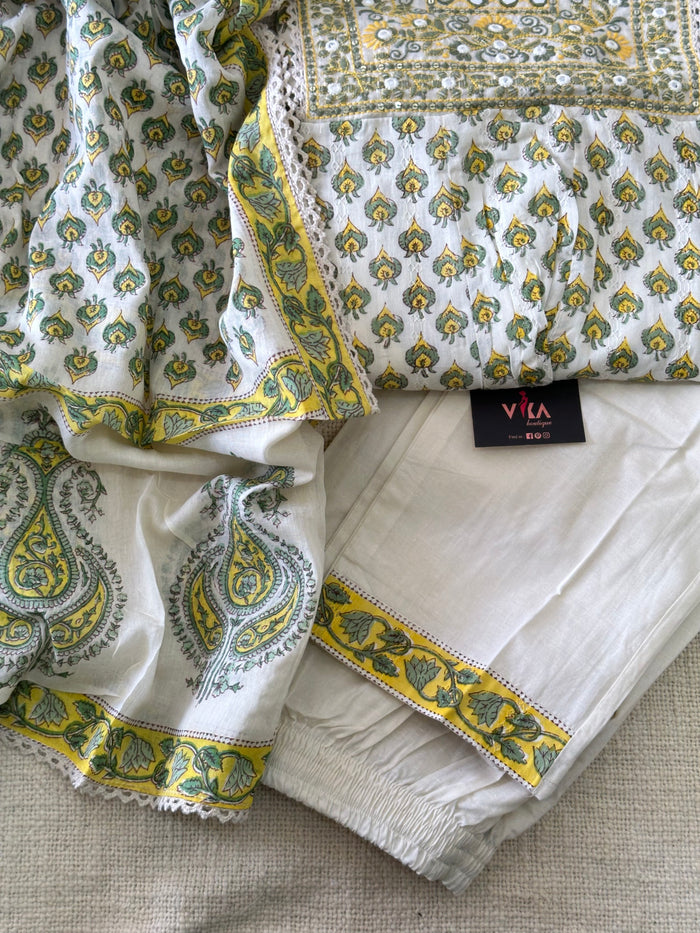 Anarkali printed cotton suit set