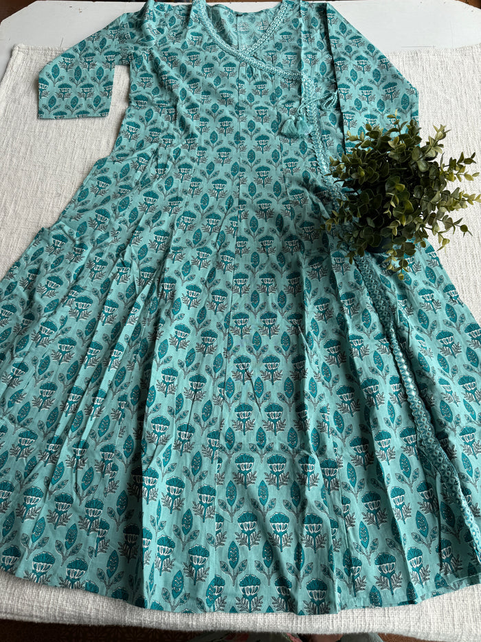 Anarkali printed cotton suit set