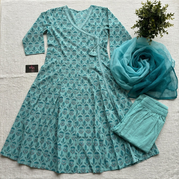 Anarkali printed cotton suit set