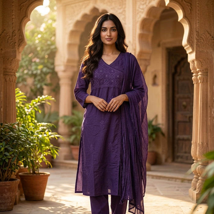 Angrakha pure cotton Ready suit set