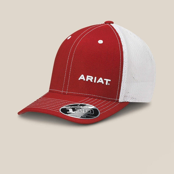 Ariat Mens Flexfit Logo Trucker Cap - Red Pinstripe