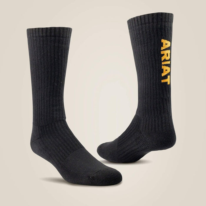 Ariat Mens Premium Ringspun Cotton Mid Calf Work Socks - 3 Pair Pack