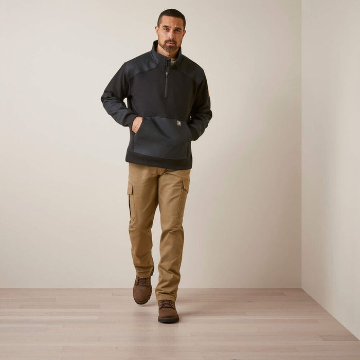 Ariat Mens Rebar Workman DuraCanvas 1/4 Zip Sweatshirts - Black