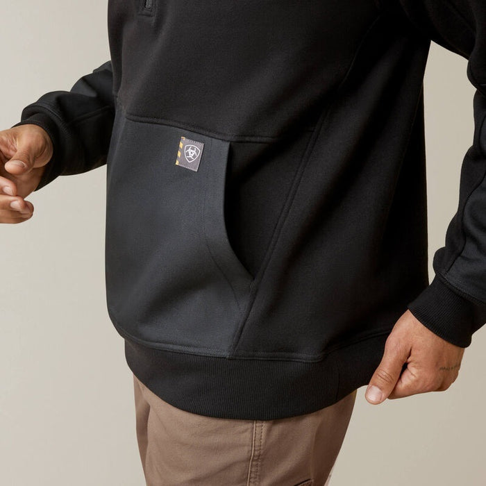 Ariat Mens Rebar Workman DuraCanvas 1/4 Zip Sweatshirts - Black