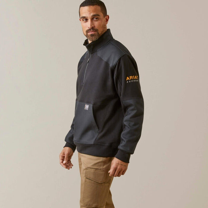 Ariat Mens Rebar Workman DuraCanvas 1/4 Zip Sweatshirts - Black
