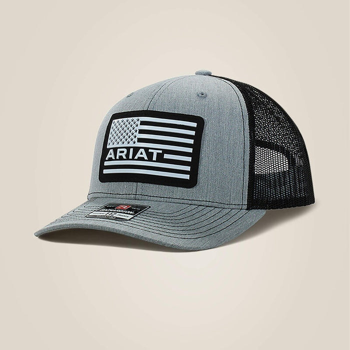 Ariat Mens USA Flag Patch Logo Trucker Cap - Grey