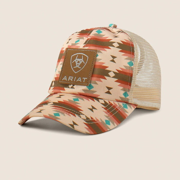 Ariat Womens Southwest Print Logo Patch Cap - Pink / White