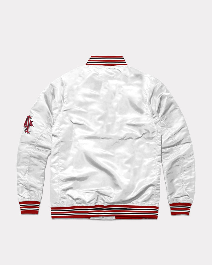 White Arkansas Razorbacks Arch Vintage Varsity Jacket Back