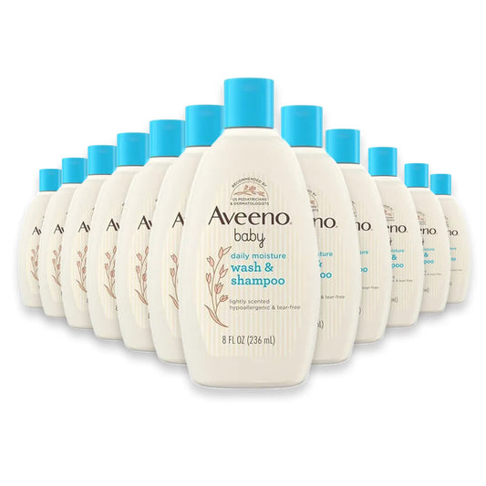 Aveeno Baby Daily Moisture Wash & Shampoo, Lightly Scented - 8 oz - 24 Pack