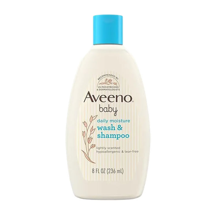 Aveeno Baby Daily Moisture Wash & Shampoo, Lightly Scented - 8 oz - 24 Pack