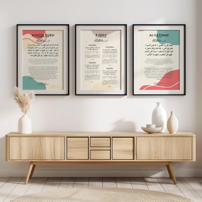 Ayatul Kursi, 4 Quls & Al-Fatiha Set – Boho Colorful