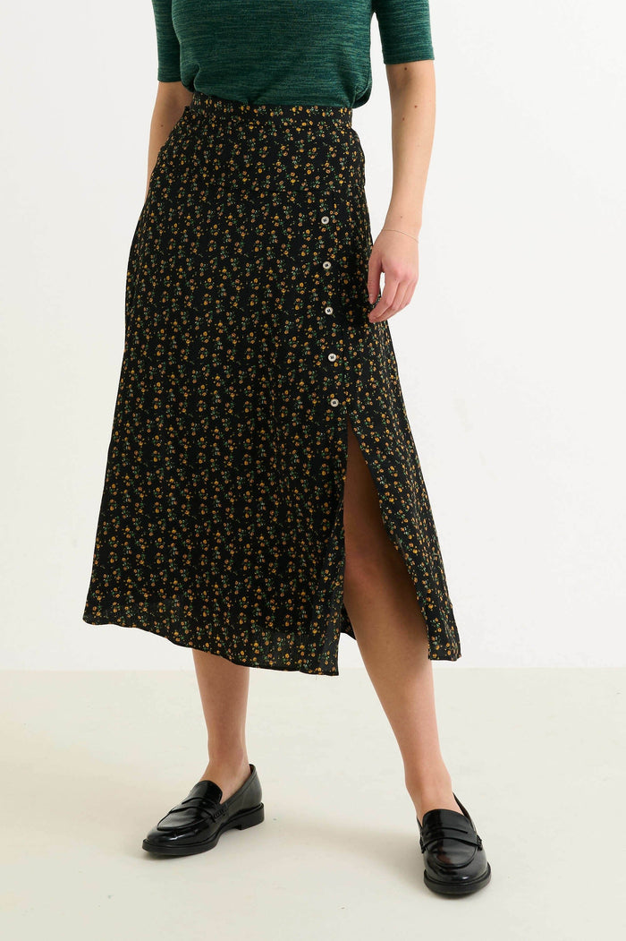 Barney Floral 13 Printed Midi Skirt - Bascora