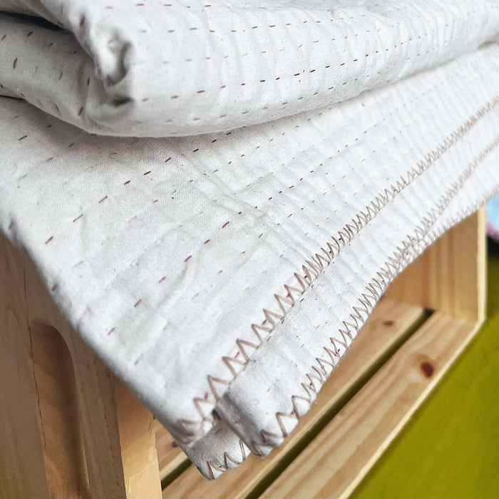 Basha Natural/Unbleached Cotton Twin Blanket: Taupe