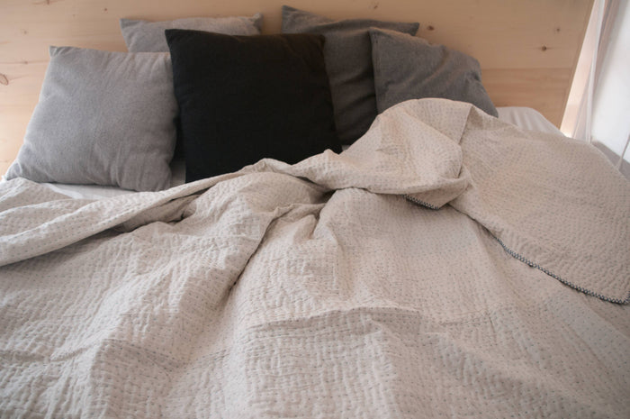 Basha Natural/Unbleached Cotton Twin Blanket: Taupe