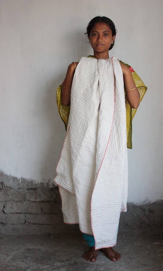 Basha Natural/Unbleached Cotton Twin Blanket: Taupe