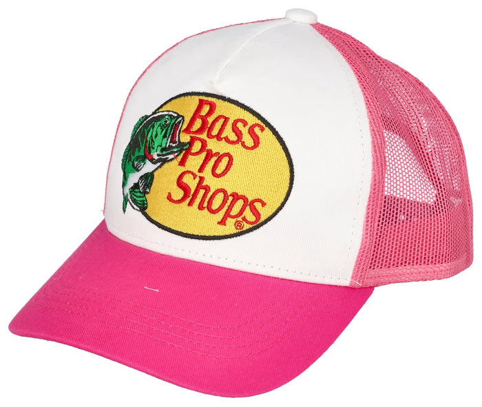 Bass Pro Trucker Hat Embroidered Logo Mesh-Back Cap - Hot Pink