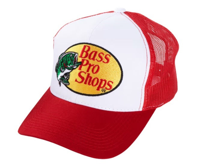 Bass Pro Trucker Hat Embroidered Logo Mesh-Back Cap - Red