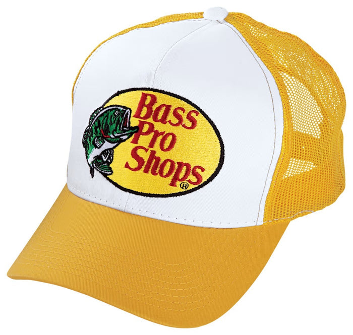Bass Pro Trucker Hat Embroidered Logo Mesh-Back Cap - Yellow