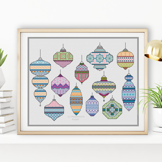 Baubles Galore - 2022 Blackwork Pattern by Peppermint Purple