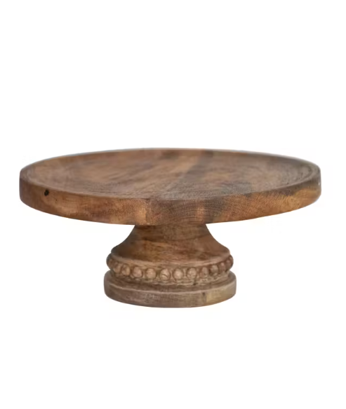 Beaded Pedestal  - Mango Wood