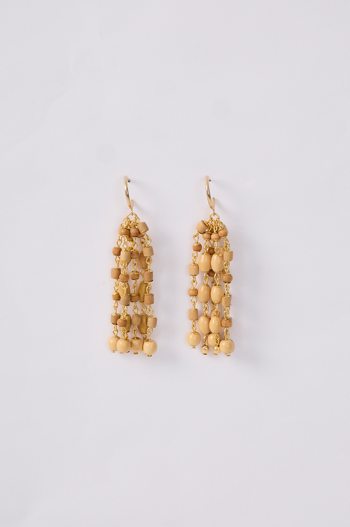 Beige Som do Mar Wooden Beads Earrings_6