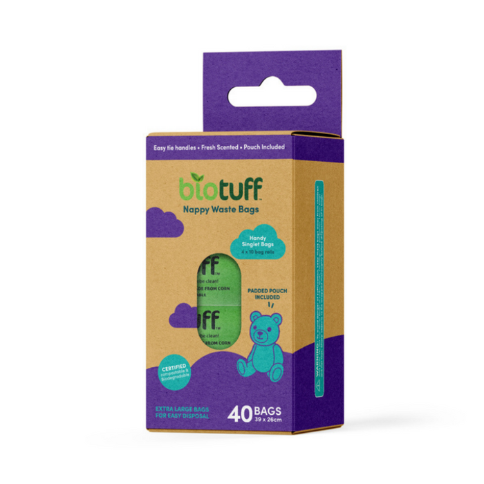 Go-For-Zero-Australia-BioTuff-Australia-Compostable-Nappy-Waste-Bags-40-Bags-Pack-With-Pouch