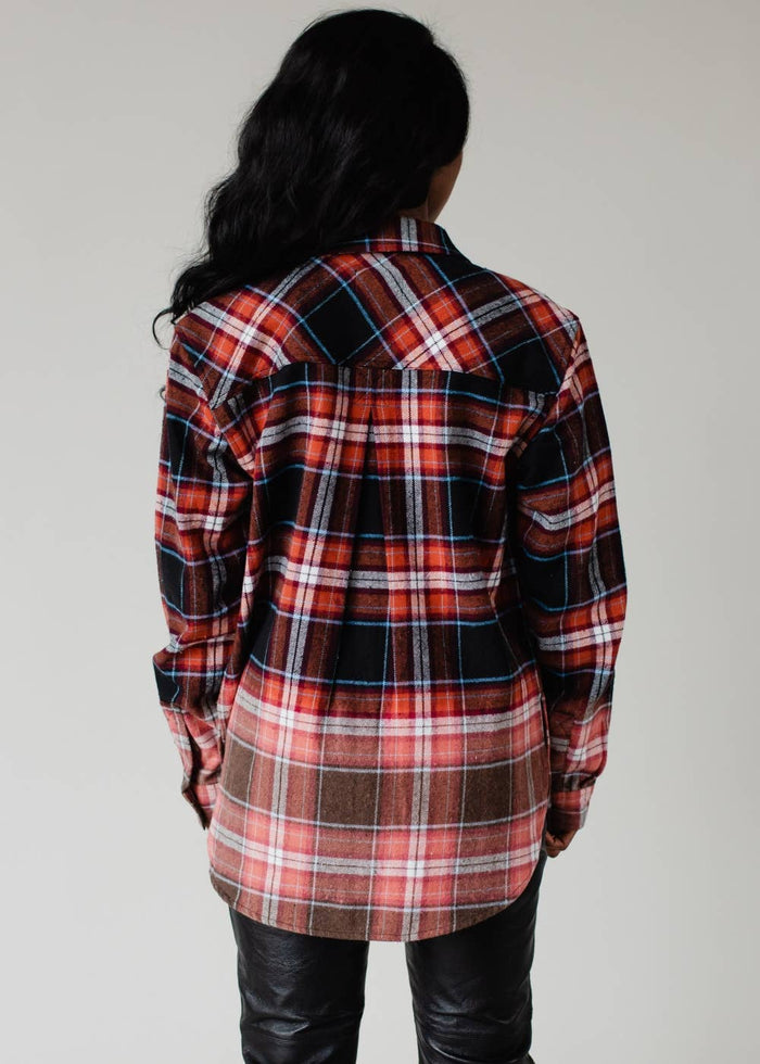 Black, Rust & Blue Plaid Flannel
