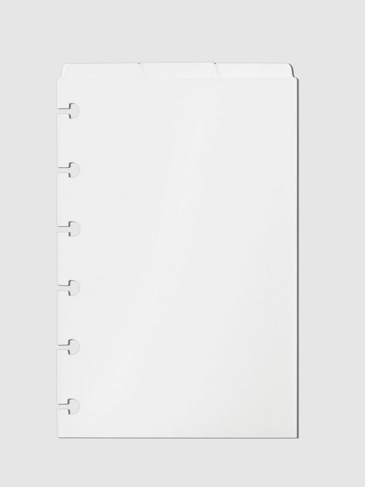 Blank Top Tab Planner Dividers, Low Profile, Matte, CP Petite size. Cloth and Paper. Dividers displayed on a neutral background.