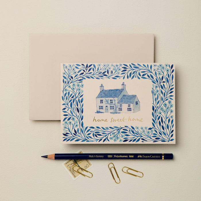 Blue Flora 'Home Sweet Home’ Card | Wanderlust Paper Co