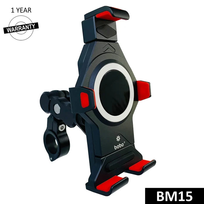 Bobogears BM15 bike phone holder
Bobogears BM15 motorcycle phone holder installed on a handlebar with anti-theft and anti-vibration features.