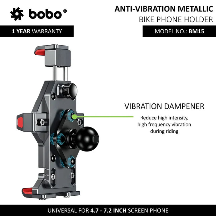 BOBO BM15 anti-theft bike phone holder
BOBO BM15 universal bike phone holder with secure handlebar mounting and adjustable grips for smartphones.