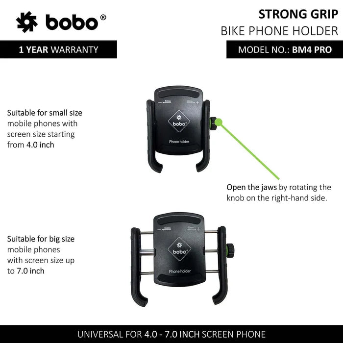 BOBO BM4 Pro bike phone holder highlighting Pro damper and 360° rotation
BOBO BM4 Pro designed for vibration-free phone mounting