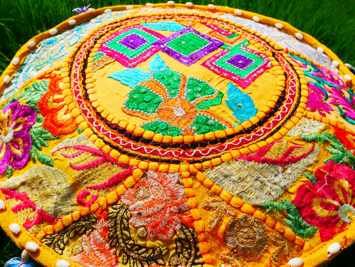 Boho floor pillow - Meditation cushion cover - Indian floor seating patchwork pillow