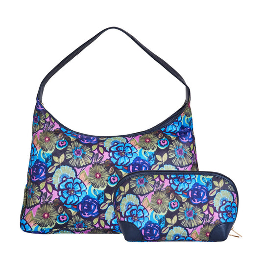 Blue Shoulder tote bag with Wristlet Wallet Combo for women