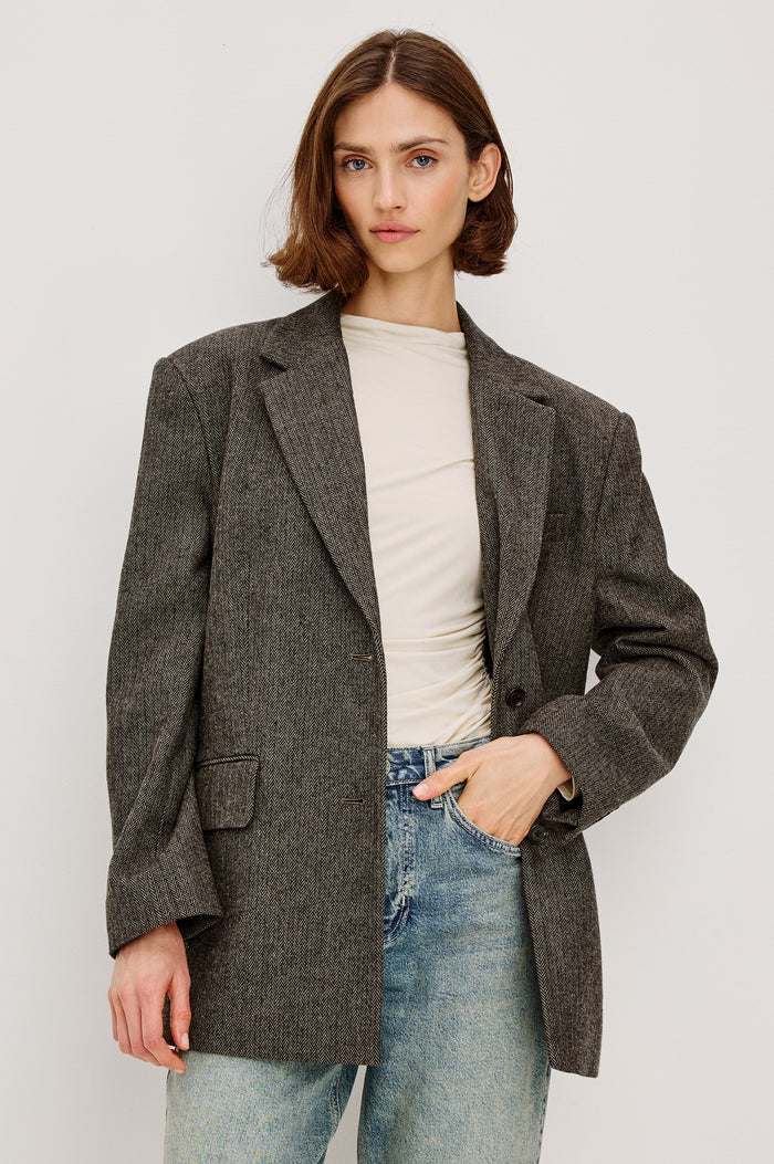 BRIDGES BLAZER - CAMEL BLACK HERRINGBONE