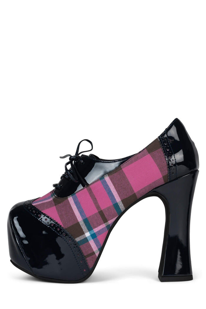 BRONTE Jeffrey Campbell Platform Oxford Navy Rose Plaid