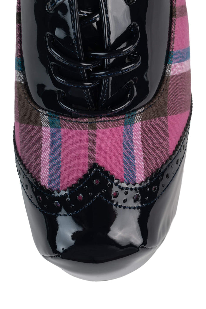BRONTE Jeffrey Campbell Platform Oxford Navy Rose Plaid