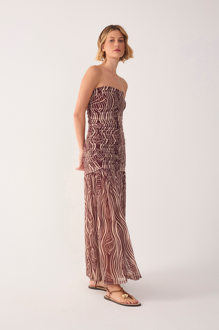 Brown Som Sleeveless Ruched Maxi Dress_3