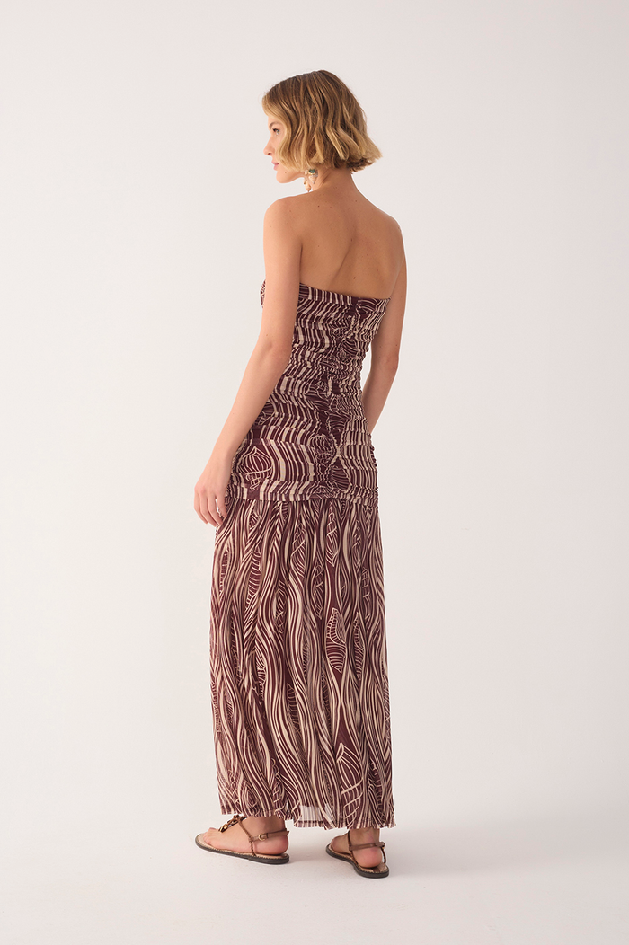 Brown Som Sleeveless Ruched Maxi Dress_6