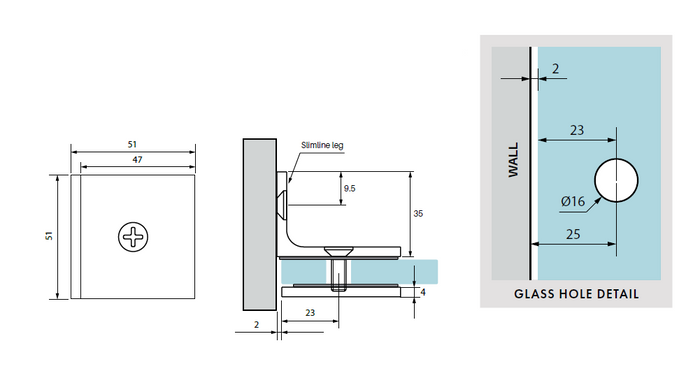 Brushed Nickel Shower Screen Wall Bracket Offset wall mechanically fixed bracket - Image 2