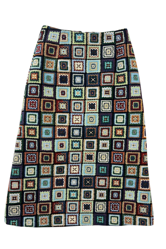 Buffy 70's Patch Jacquard Midi Skirt - Bascora