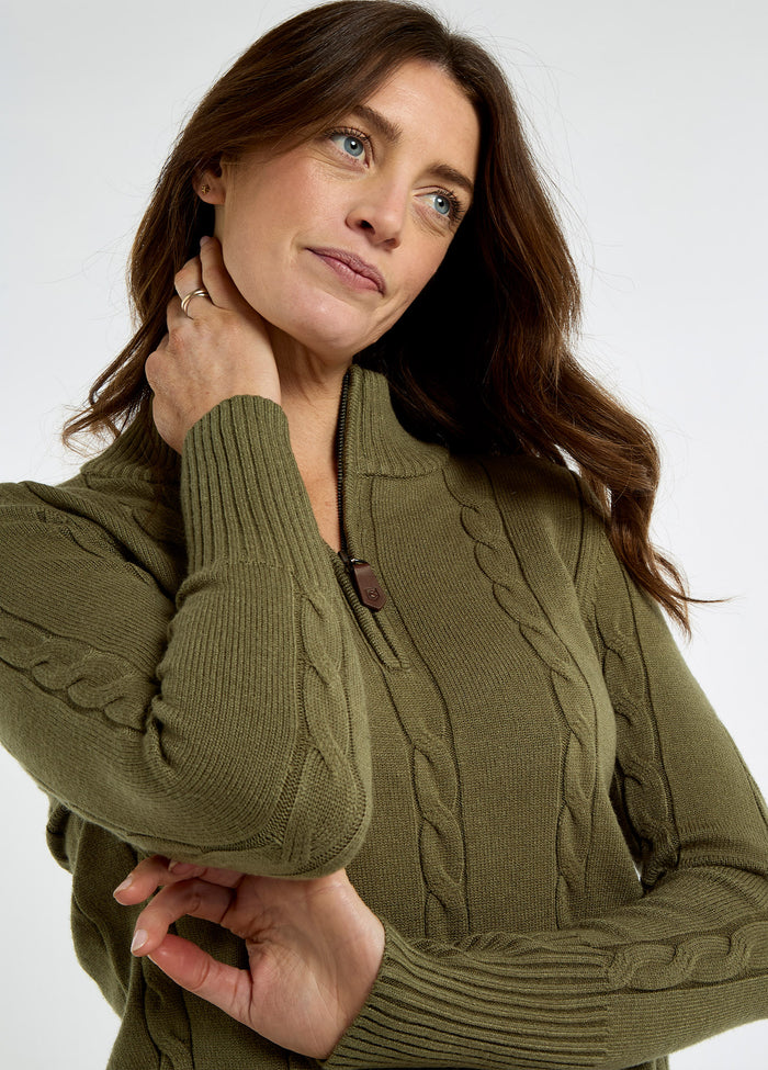 Burtonpoint Women’s zip neck sweater - Dusky Green