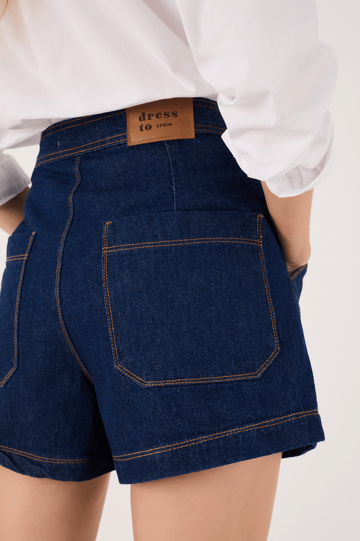 Button-Front Denim Skort