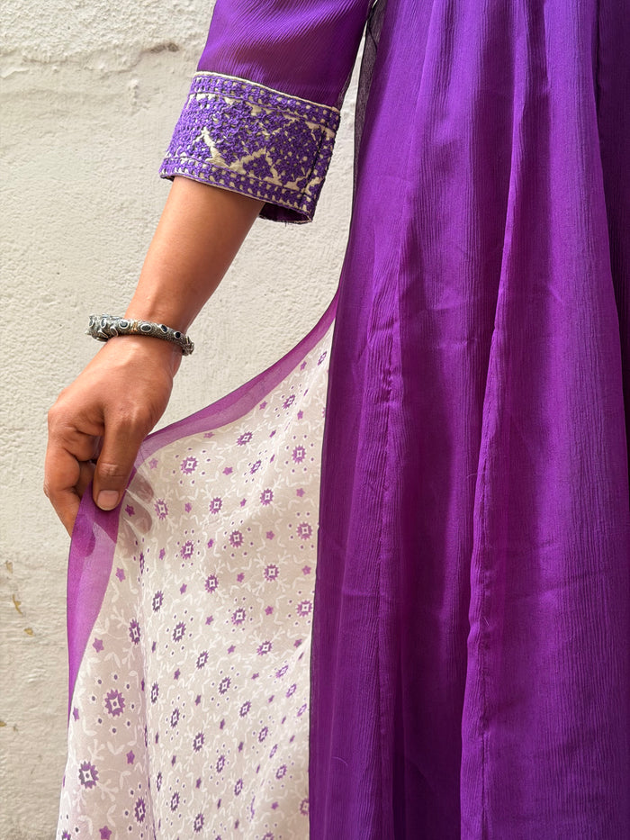Chiffon Kalidar Set - Purple