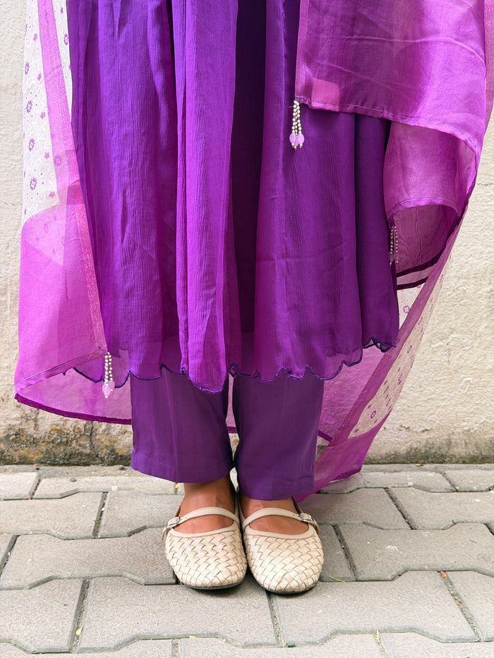Chiffon Kalidar Set - Purple