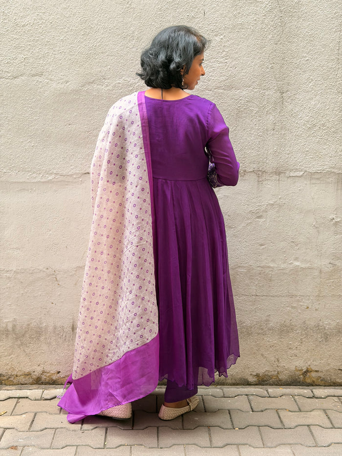 Chiffon Kalidar Set - Purple
