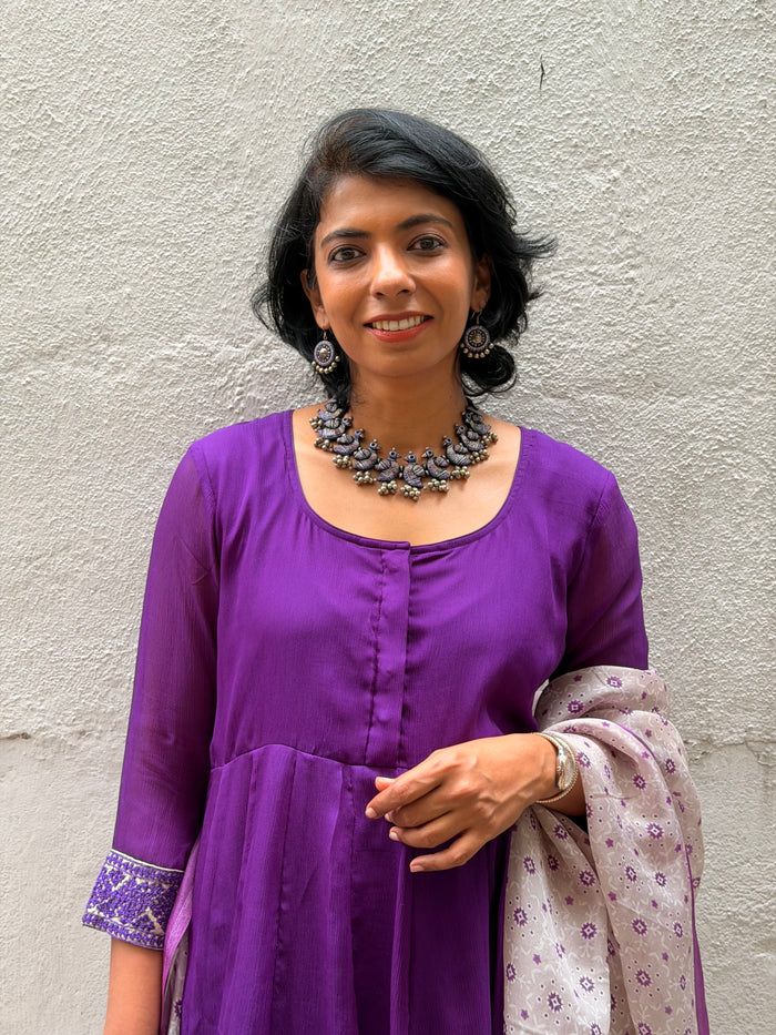 Chiffon Kalidar Set - Purple