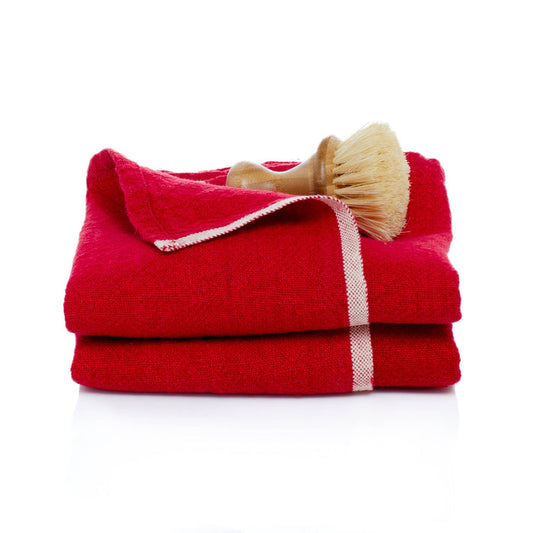 Chunky Linen Red Towels 20x30